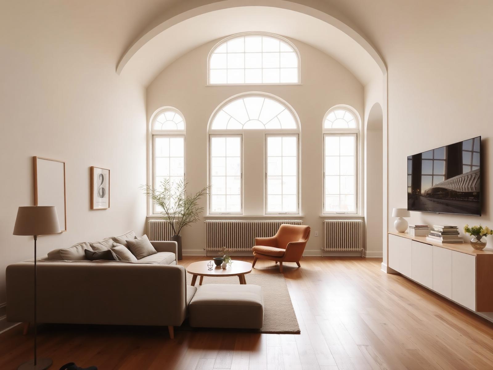 Bright, renovated Budapest apartment living room managed by Denuba Services